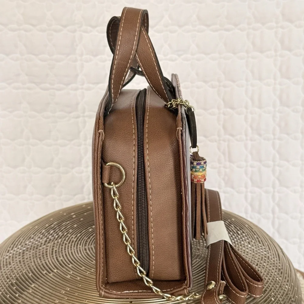 Via Latina Artisanal NWOT Leather Purse Gold‎ Hardware Structured Shoulder Bag